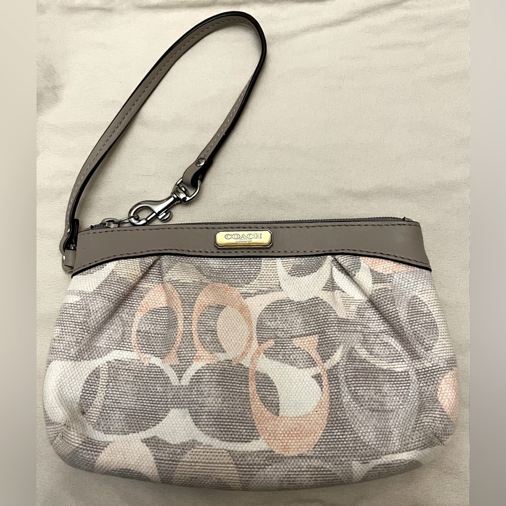 COACH wristlet. Pink and grey.